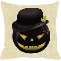 Indexshop Halloween Thriller pillow, Halloween Pumpkin Square Pillow Cover Cushion Case Pillowcase Zipper Closure Pumpkin Burlap Cushion Covers Pillow Case 18"x18" (D)
