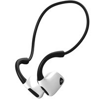 Lonfine Bone Conduction Headphones Bluetooth Wireless Sports Men's Running Women's Fitness Sweat-Proof Ear Hanging Type Noise-reducing for iPhone Android Devices (R9 Bone Conduction/White)