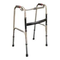 LHQ-HQ Elderly Walker Foldable Old Man Auxiliary Double Armrests Four Feet Black Flat Steel Walker 45×37×75(91) cm Non-Slip Walking Stick with Hospital