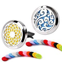 GoorDik Car Essential Oil Diffuser Vent Clip 2 Pack Stainless Steel Locket Car Vent Clip 22 Replacement Felt Pads