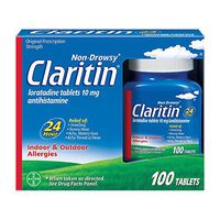 Claritin 24 Hour Allergy Medicine, Non-Drowsy Prescription Strength Allergy Relief, Loratadine Antihistamine Tablets, 100 Count