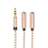 YRD TECH 1Pcs 3.5mm Y-Splitter 2 Audio Line Earbud Headset Headphone Earphone Splitter Compatible pad Phone Android Mobile MP3 MP4 (Gold)