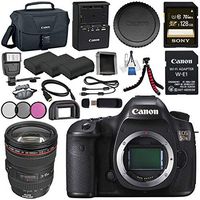 Canon EOS 5DS 5D S DSLR Camera + Canon EF 24-105mm f/4L is USM Lens 0344B002 + LPE-6 Lithium Ion Battery + Sony 128GB SDXC Card + Canon W-E1 Wi-Fi Adapter + 72mm 3 Piece Filter Kit Bundle