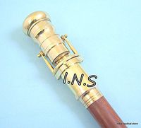 BRASS TELESCOPE HIDDEN IN CANES- GENTLEMEN WALKING STICK NICE LOOKING CANE