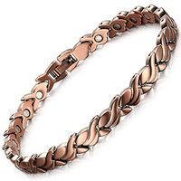 Rainso Womens Magnetic Copper Bracelets for Arthritis Wristband with 3 Smart Buckle (Petal)