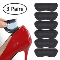 Leather High Heel Pads for Shoes Too Big, Heel Grips Pads Liners Shoe Pads for Loose Shoes, High Heel Inserts for Women Anti Slip, High Heel Insoles,(3 Pairs Black Thicker)