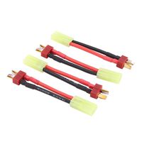 4pcs Small Mini Tamiya Female(Reversed) to T-Plug Deans Male Convert Adapter with 5cm 16awg Wire for Airsoft Guns(BDHI-11)
