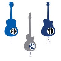 Custom Guitar Monogram Initials Decal Sticker for Yeti Cup Tumbler, Laptop, or Car Window Accessories for Men | You Choose Size and Color