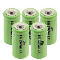 (5-PACK) Exell 1.2-Volt Nickel-Metal Hydride Rechargeable Button-Top Battery, 2/3 AA, 700 mAh, Battery Replacement for Electric Razor, Toothbrush, and More
