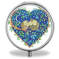 Compact 3 Compartment Medicine Case, IMLONE Customized owl and Heart Shaped Pill Organizer Metal Pill Box Pill Container for Purse, Travelling and Daily Needs