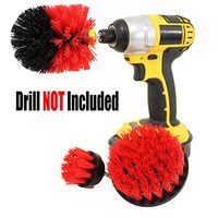 Bathroom Surfaces Tub, ONEVER Brush Drill Attachment Kit Stiff Medium Soft Nylon Bristle (Red)