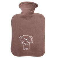 Cute Cartoon Hot Water Bottle Hot Water Bag for Pain Cold with Cover Large Size 1L 2L 2Sizes (Color : Brown, Size : 1L)