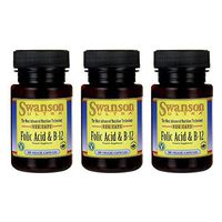 Swanson Folic Acid & Vitamin B-12 30 Veg Capsules (3 Pack)