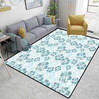 Bigdatastore Hawaii Sports Area Rugs for Bedroom, Flower Silhouettes Spring Season Faded Floral Arrangement Blooming Nature, Fashionable High Class Living Bedroom Rugs(4'x 6')