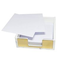 Buqoo Memo Dispenser Marble White with Gold Sticky Notes Holder Desktop Accessory(Gold)