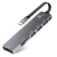 7-in-1 USB C Hub, Aluminum Type C Adapter with 4K HDMI, 3USB3.0, 60W Type C PD Charger and SD/TF Card Reader Compatible with MacBook Pro,Google Chrome, Microsoft Surface etc, Space Gray