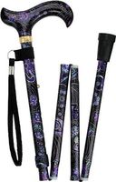 Purple Majesty Folding Adjustable Designer Derby Walking Cane with Engraved Collar