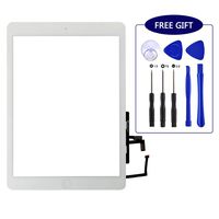 New Touch Screen Glass Digitizer Assembly Replacement Compatible for iPad 5 Air 1st Generation Modle A1474 A1475 A1476 with Home Button,Camera Holder,Preinstalled Adhesive,Tool Kit.(White)
