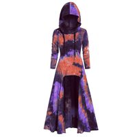 Womens Gothic Punk Asymmetric Hem Long Sleeve Loose Hoodies Dress Cloak Costumes Vintage High Low Sweatshirts Tunic Tops (Purple-Plus Size Vintage Cloak, XL)