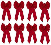 Holiday Trim # 7355 7 Loop 14" W x 28" L x 4" Red Velvet Christmas Bow - Quantity 8