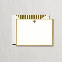 Crane & Co. Gold Shell Bordered Card with Lined Envelopes- Pack of 20 Cards