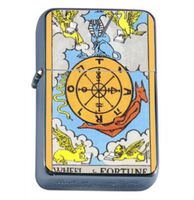 Wheel Of Fortune Tarot Windproof Refillable Flip Top Oil Lighter with Tin Gift Box D-125