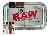 Raw “Metallic” Rolling Tray Small, with Clipper Christmas Lighter Collection - 5 Item Bundle