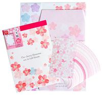 Japanese Cherry Blossom Cute Pink 3 Pcs (Paper Stationery Envelope Seal, Memo Pad, Greeting Card) Spring Limited Item