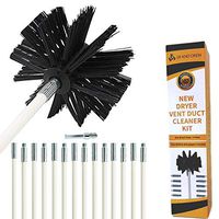 20 Feet Dryer Vent Cleaner kit, Flexible Lint Remover, Bonus Drill Adapter Included, Extends Up to 20 Feet, Fireplace Chimney Brush, Duct Cleaner, Synthetic Brush Head, Use with Or Without Drill