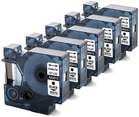 AOJE Compatible Label Tape Replacement for Dymo 45013 Label Cassette Work with Dymo LabelManager 160 LabelManager 280 LabelManager 360D LabelWriter 450 Duo, Black on White, 1/2'' W x 23' L, 5-Pack
