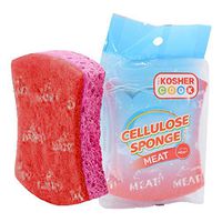 Meat Red Dishwashing Sponges – Multifunctional Absorbent Cleaning Cellulose Scrub and Scouring Pad – Durable and Soft – Color Coded Home and Kitchen Accessories by The Kosher Cook