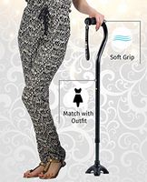 Black Self-Standing Cane with Comfortable Soft Grip & Stylish Rhinestones Strap