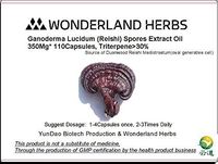 WonderLand Herbs Ganoderma LINGZHI Reishi Spore Extract Medicine Oil 110 Softgels, ＞30% Triterpenoid