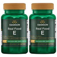 Swanson Real Food E from Non-GMO Sunflower Oil 400 Iu 60 Sgels 2 Pack