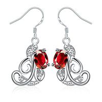 Silver Dangle Earrings Jewelry Birthday Gifts Presents Gemstone for Women Anniversary Zirconia Tassel Drop Crystal