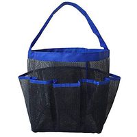 Jishipin Mesh Shower Tote, Shower Storage Bag with 8 Pockets and Handle, Quickly Dry, Bathroom Organiser for College Dorms Gym Beach Camping Travel (Color : Blue)