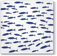 Blue Shoal Paper Luncheon Napkins 40pcs Coastal Deco Fish