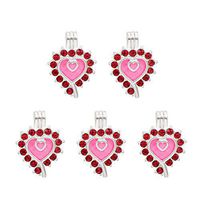 10pcs Sliver Plated Heart Hollow Pendant Pearl Bead Cage Pendants Aromatherapy Essential Oil Diffuser Locket Pendant Necklace Jewelry Making Supplies (Style8)