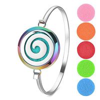Garden Charms Rainbow Aromatherapy Essential Oils Diffuser Bracelet Locket Bangle with 5 Pieces Felt Pads (Cloud)