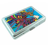 Paisley Hair Em1 Hip Silver Cigarette Case Id Holder Metal Wallet 4" X 2.75" RFID Protection