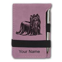 Mini Notepad, Yorkshire Terrier Dog, Personalized Engraving Included (Pink)