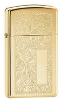 Zippo Personalized Message Engraved Customized Slim Size Indoor Outdoor Windproof Lighter (Polish Venetian Brass)