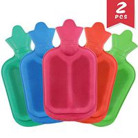 WTSHOP 2 Pack Premium Simple Rubber 1L Small Hot Water Bag(Random Colors),Great for Pain Relief,Hot and Cold Therapy,Natural Rubber BPA Free- Durable Hot Water Bottle