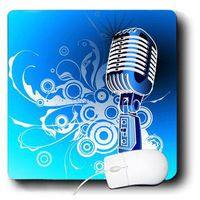 3dRose LLC 8 X 8 X 0.25 Inches Microphone N Scrolls in Blue Aqua N Silver Mouse Pad (mp_100490_1)