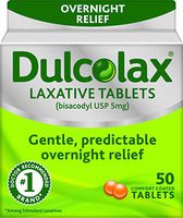 Dulcolax Laxative Tablets, 50 Count Bottle Fast, Reliable, Gentle Relief from Constipation