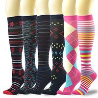 6 Pairs Compression Socks for Women 8-15mmHg to Relieve Symtoms of Leg Fatigue and Swelling Best for Nursing,Running,Athletic,Edema,Diabetic,Varicose Veins,Travel,Pregnancy & Maternity