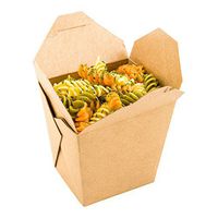 26 oz Square Kraft Paper Square Noodle Take Out Container - 4" x 3 1/2" x 4" - 50 count box - Restaurantware