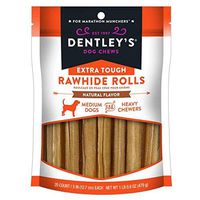 Dentley's Extra Tough 5" Rawhide Rolls Dog Treats 20 Count