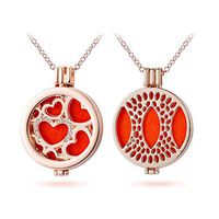 Vintage Heart Love Crystal Aromatherapy Essential Oil Diffuser Necklace Rhinestone Rose Gold Locket Pendant,3 Colorful Pads