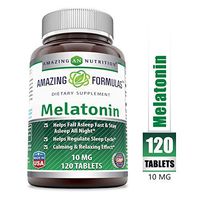 Amazing Nutrition Melatonin – 10 Mg Tablets - Best Choice of Natural Sleep Aid Supplement – Promotes Calming and Relaxing Effect - 120 Tablets Per Bottle- Suitable for Vegetarian